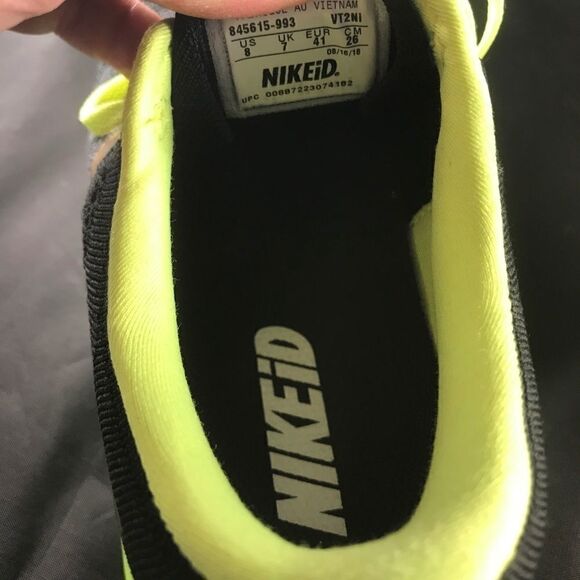 Mint Condition NIKE Flyknit MAX Nike iD Mens 8 Womens 9.5 Black Gold Volt Yellow - Picture 8 of 8